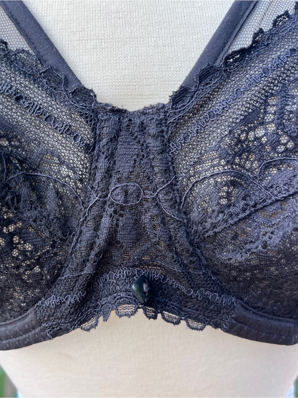 Maison LeJaby 36C Black Lace Underwire Bra with Sheer Mesh Accents - Picture 3 of 14